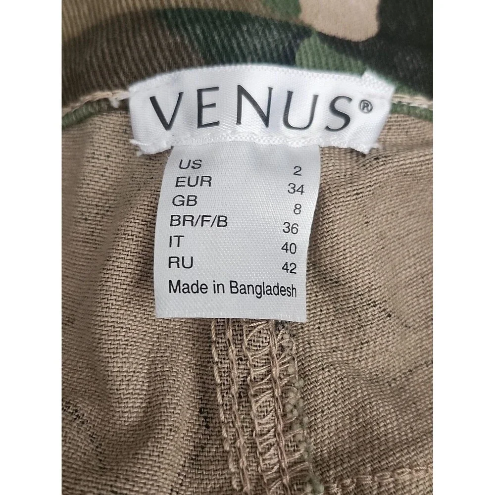 VENUS (Jeans & Polo) Denim Shorts, Cut Offs, Camo Camouflage, Raw Hem, 2